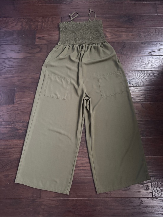 Cupshe Pants - Cupshe Olive Smocked Wide-Leg Jumpsuit with Pockets